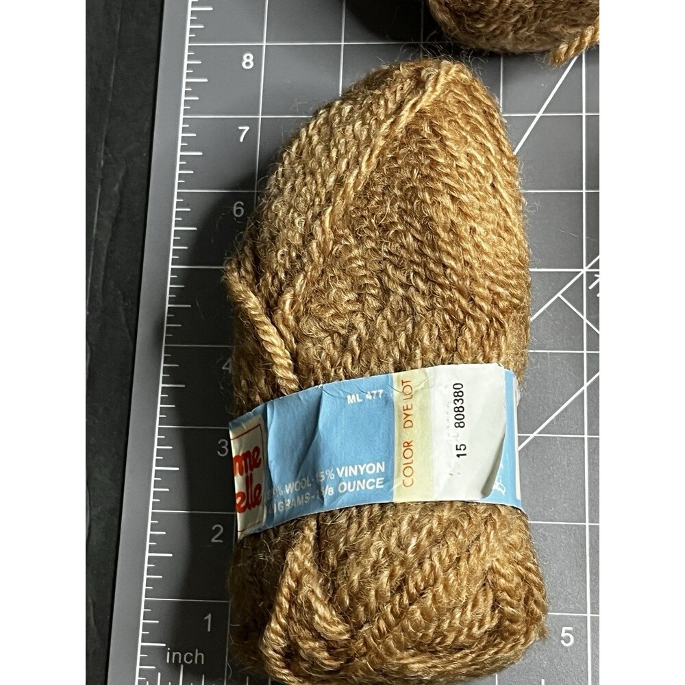 Reynolds Poemes Welcomme Wool Yarn France Brown Tan Lot Of 6 Skein NOS - Picture 4 of 15